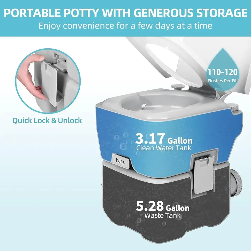 YITAMOTOR Portable Camping Toilet, RV Travel composting toilet with 20L Detachable Waste Tank, Double Water Spouts, Portable Toi