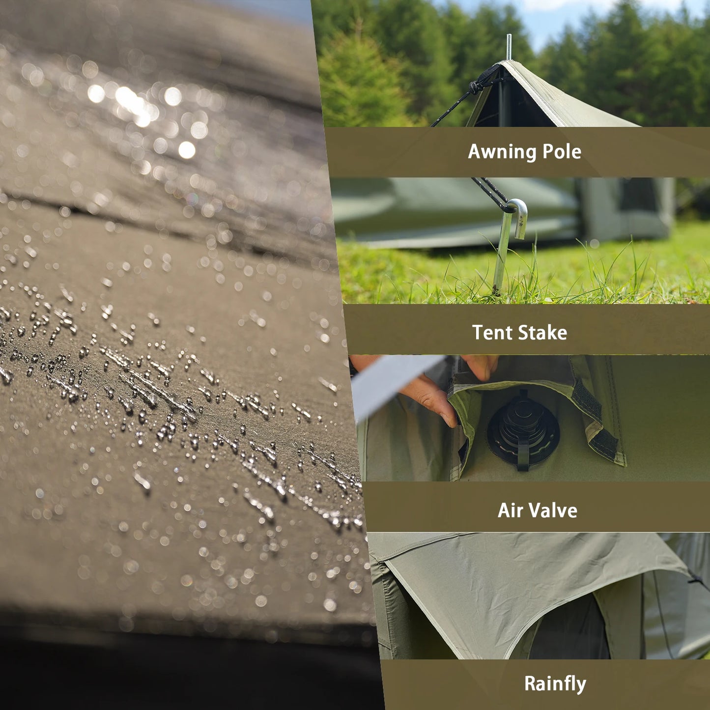 PAKICETUS Upgraded Inflatable Camping Hunting Visualization Tent, No Assembly Luxury Glamping House, Easy Setup With Air Pump, Tear Resistant Mesh Zipper, 5-8 Person All Season Outdoor Tent