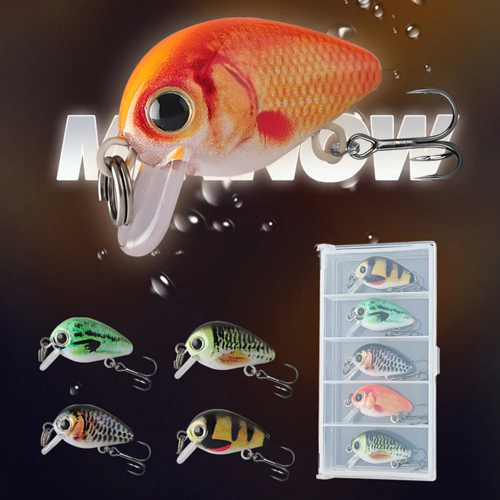 5pcs Mini Crankbait Fishing Lure 30mm 2g Floating Wobbler Artificial Hard Bait Fishing Bait for Freshwater & Saltwater Angling