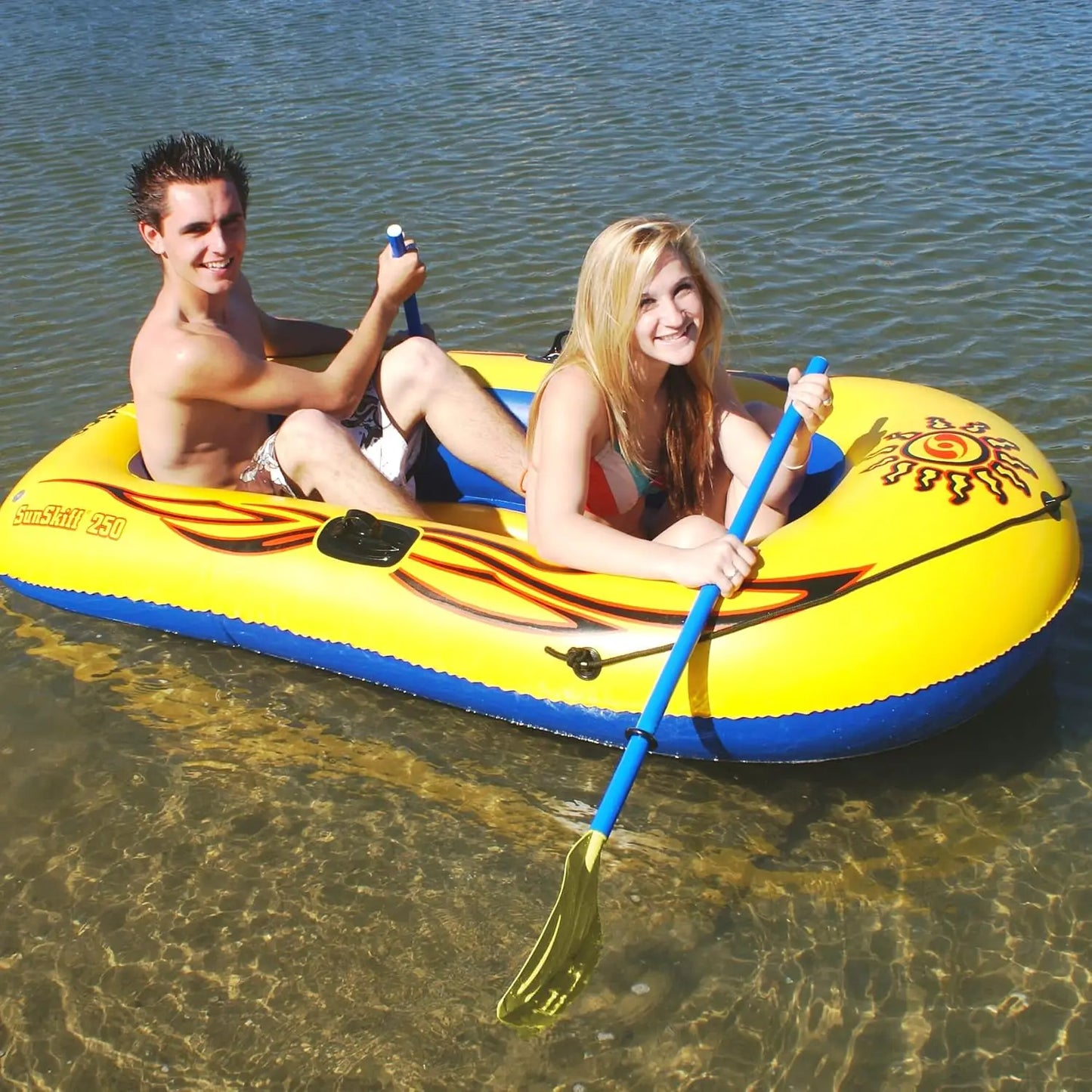 2 Person Inflatable Boat Raft with Oars, Pump, and Cushioned Floor - 6 Ft Dinghy for Adults & Kids