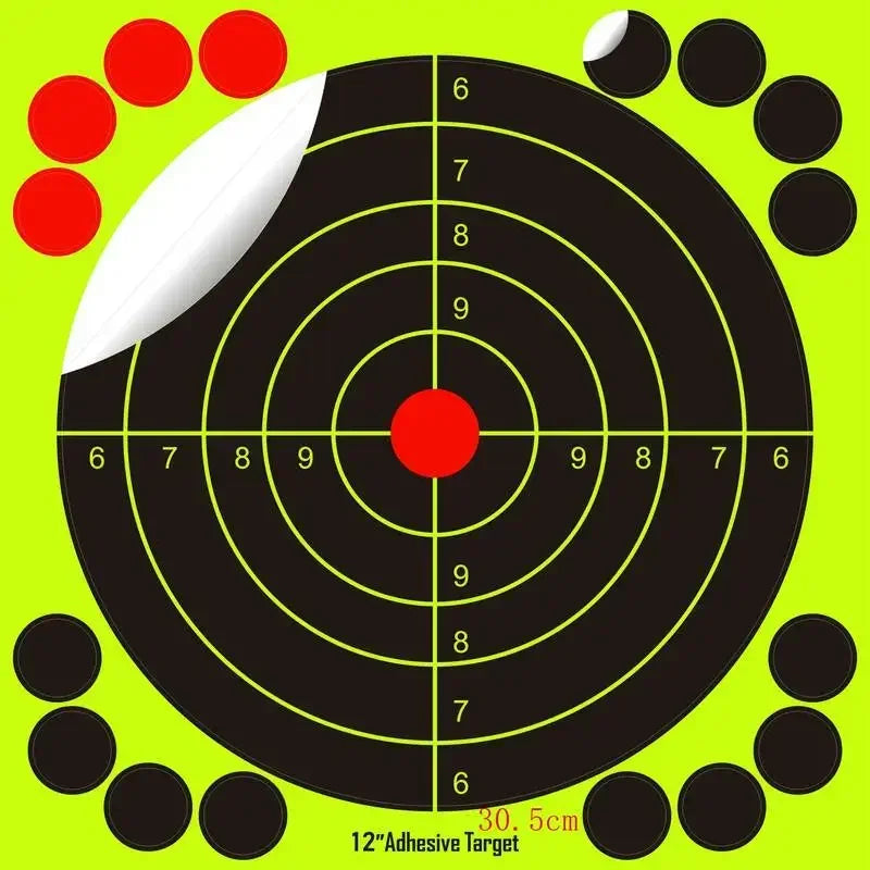 1S10 Sheets/pack 12 Inch Bright Fluorescent Yellow Splatter Target Sticker - Adhesive Reactive Shooting Targets