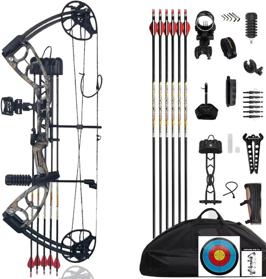 Archery Compounnd Bow Set Fully Adjustable for Adults and Teens,25.4\\"-32\\" Draw Length,30-70LBS Draw Weight,Up to 320 FPS,Lim