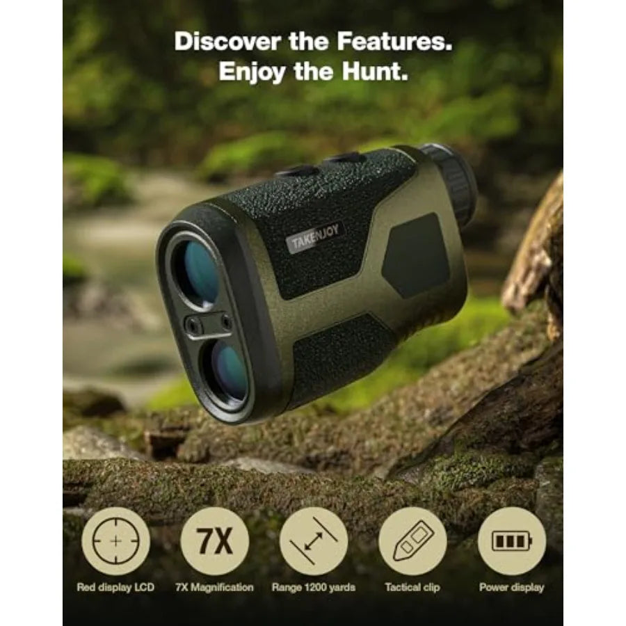 Hunting Rangefinder 1200Y Laser Range Finder for Hunting 7X Magnification Waterproof Speed Mode Rechargeable Lightweight for Ar