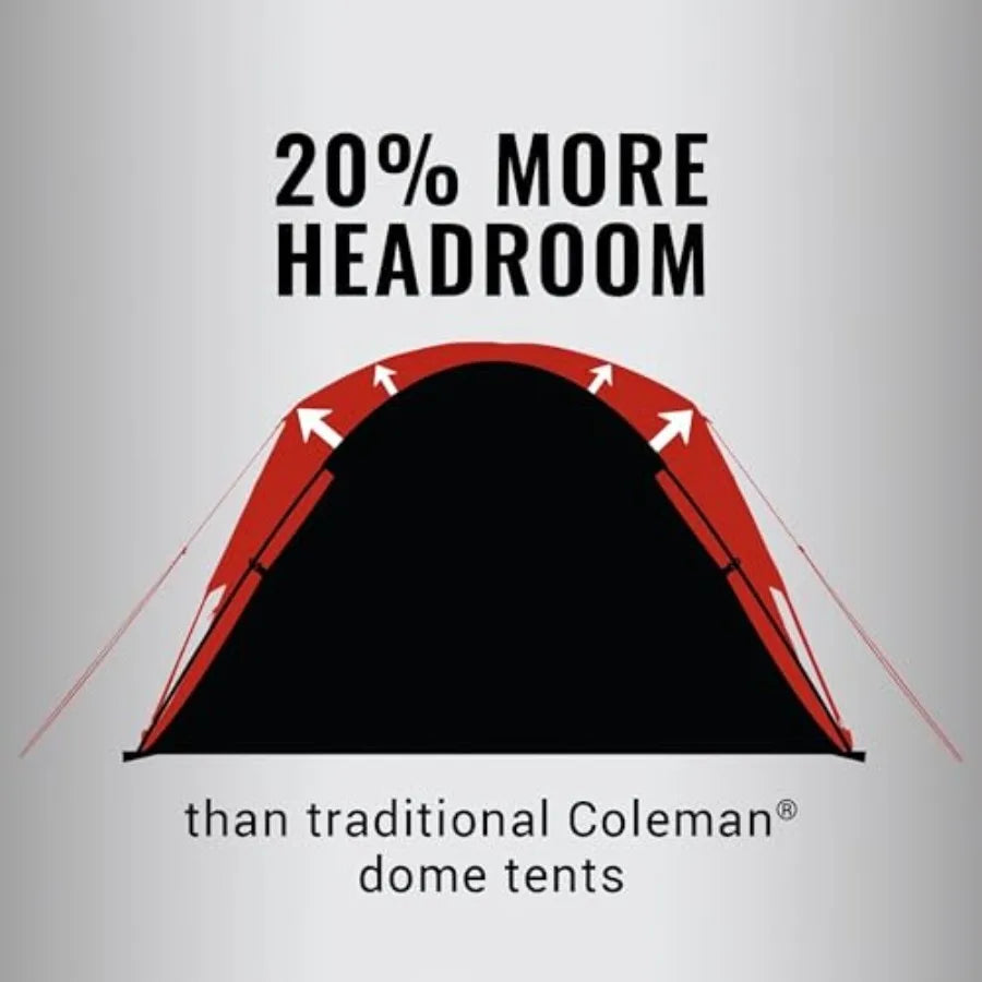 Skydome Tent for outdoor camping, polyester fabric, gray, 5-minute quick setup with 20 more headroom and weatherproof rainfly