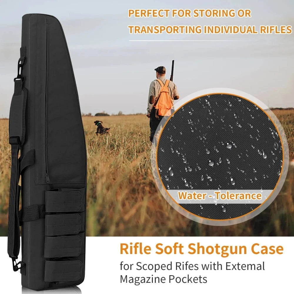 47" Soft Rifle Cases Rifle Bag Soft Shotgun Rifle Case Long Bag Zipper Pockets Classic Tactical Transportation Case Adjustable Shoulder Strap Water Resistant Shooting Range Hunting
