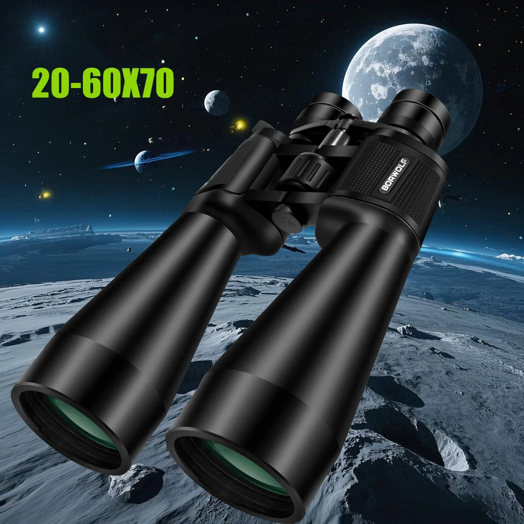 BORWOLF 20-60X70 Binoculars Telescope HD  Bak4 Prism Professional Zoom Powerful for Hunting Bird Watching
