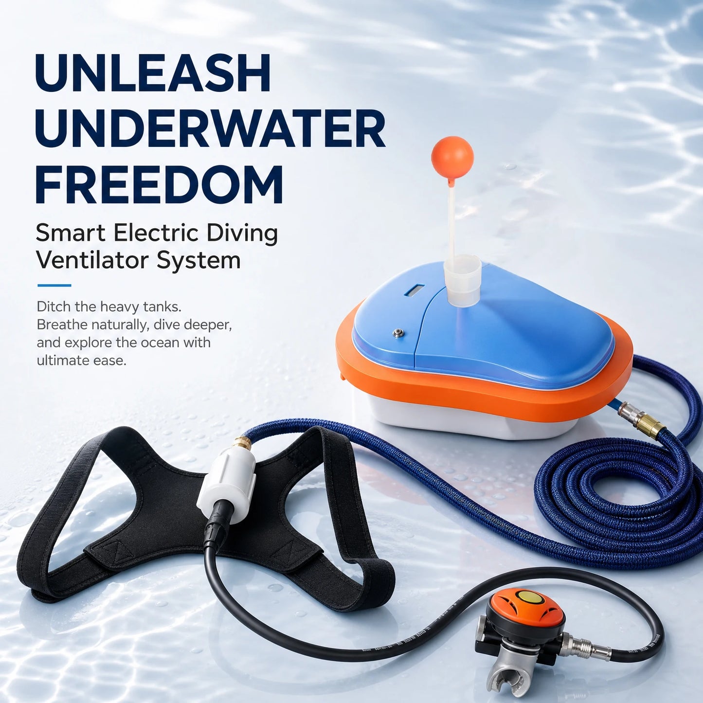 LIEYU Portable Tankless Scuba Diving Ventilator Underwater 45min Working 7m Depth Waterproof Rechargeable Snorkeling Equipment