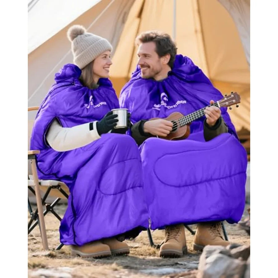 Wearable Sleeping Bag for Adults and Walkable with Arm Zippers, Warm Weather and Cold Waterproof, Compact for Camping, Stadiums