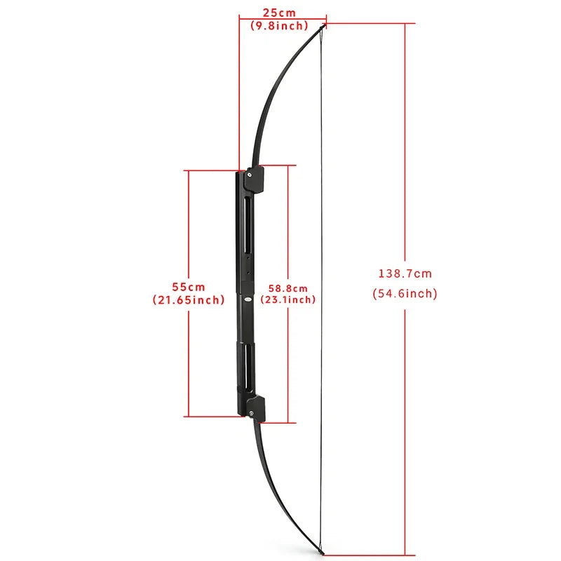 58 Inch Archery Takedown Folding Longbow Lightweight Aluminum Handle 25/35/40/50/60Lbs Left & Right Hand Target Hunting Bow
