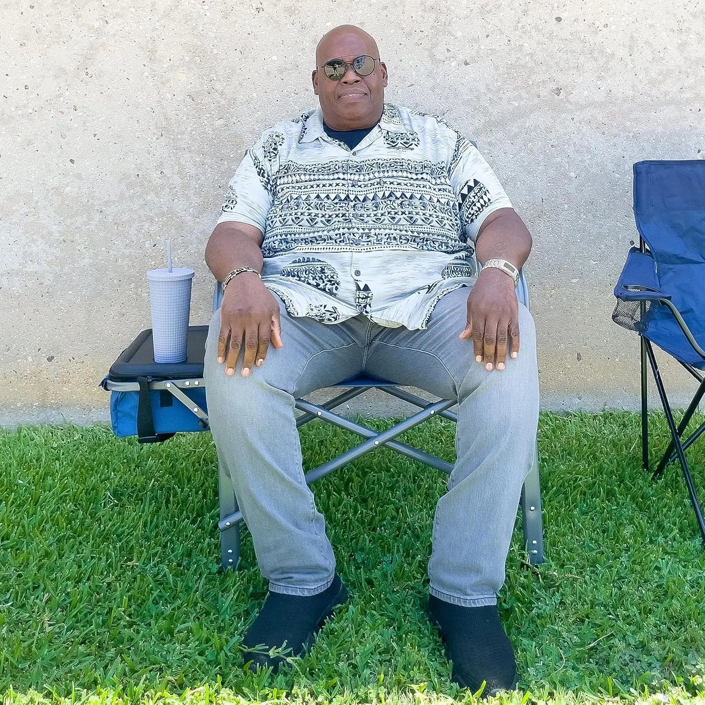 Extra Wide Folding Director Chair - Supports 600lbs, Heavy Duty for Camping, Patio, Sports - Portable with Side Table & Bag