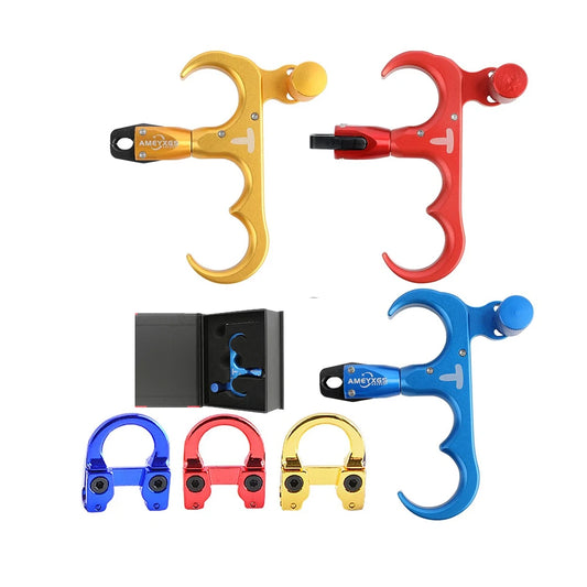 Archery Compound Bow Release 3 Finger 360° Rotatable Jaw Thumb Trigger Aluminum Alloy for LH RH Hunting Target Use