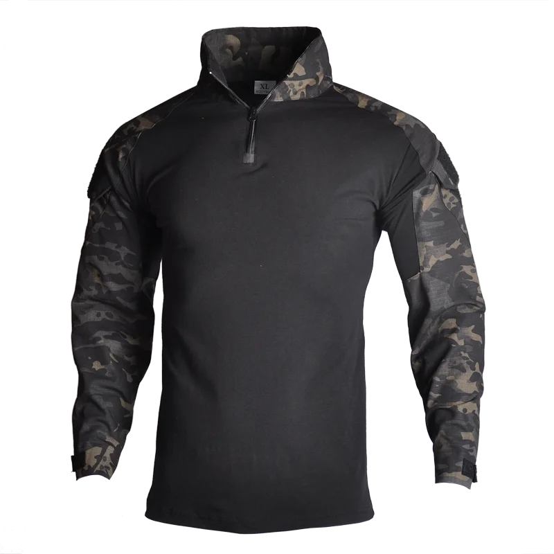 Outdoor Tactical T-Shirts Men Combat Military Army CP Camo Long Sleeve Hiking Hunting Clothes Climbing Shirt Cotton Shirt