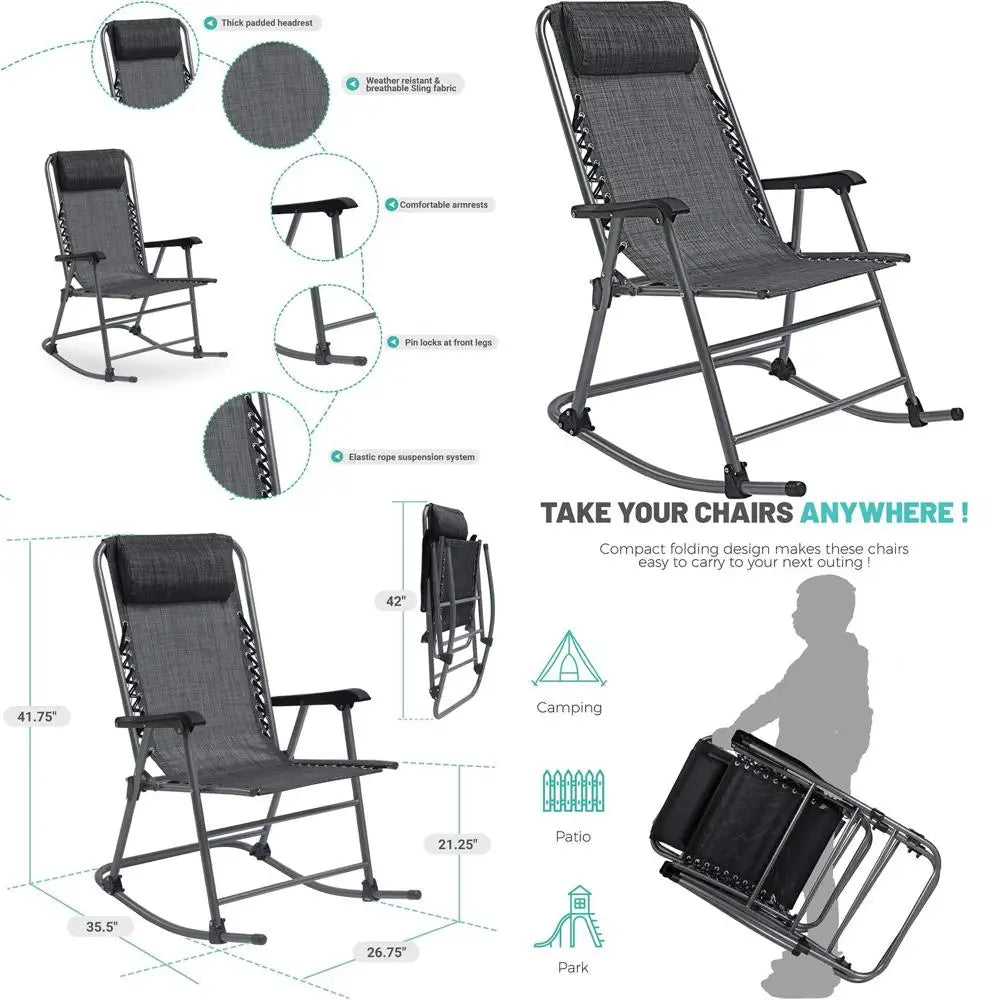 Patio Rocking Chairs Zero Gravity Mesh Lawn Recliner, Outdoor Portable olding Chairs or Camping, ishing and Beach