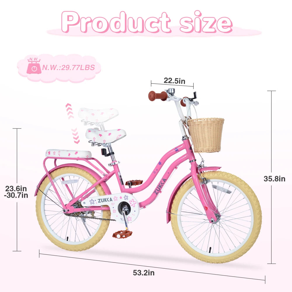 Multiple Colors,Girls Bike with Basket for 7-10 Years Old Kids,20 inch  wheel ,No Training Wheels Included