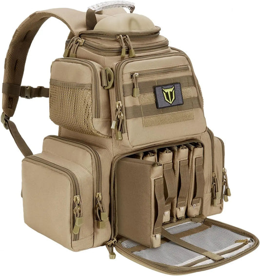 Tactical Range Backpack Bag for Gun and Ammo with Pistol Case
