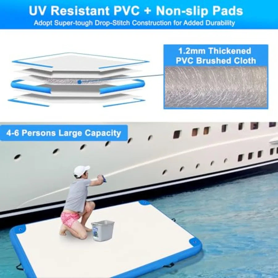 Inflatable Lake Float for Adults Multi-Person Inflatable Swim Deck with None-Slip Surface Swimming Water Platform Floating Isla