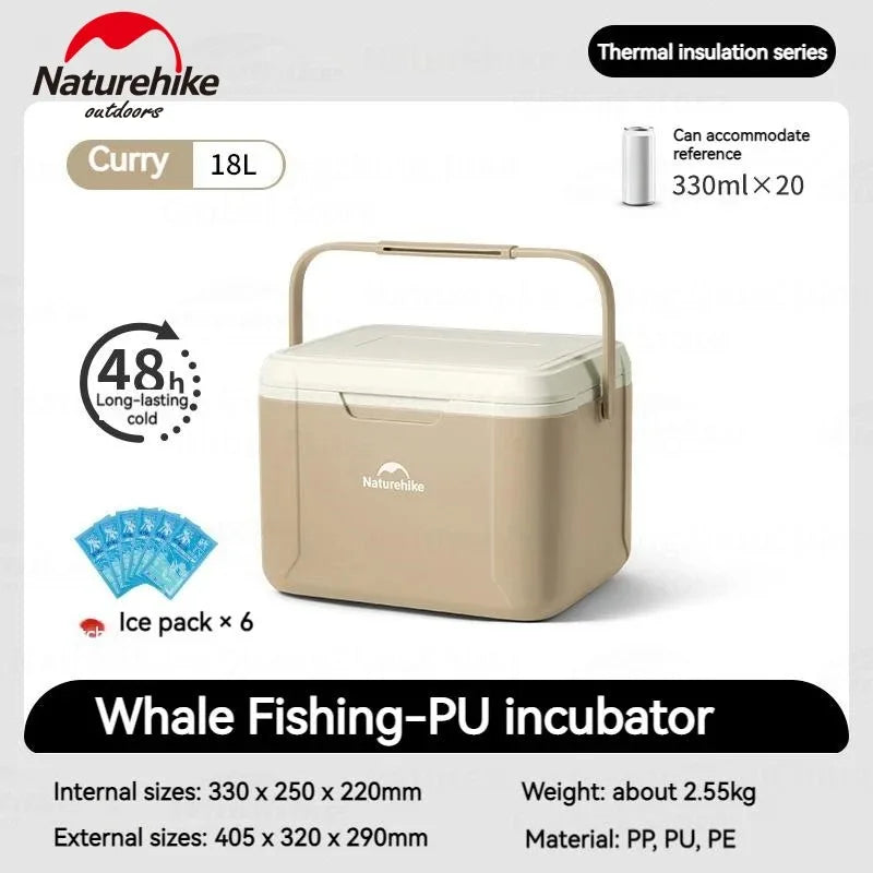 Naturehike 18L Cooler Box Portable Insulated Ice Chest Box Outdoor Picnic Food Cold Preservation Box Fishing Barbecue