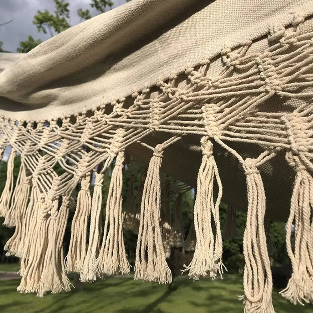 Handmade Cotton Woven Balcony Hammock Hanging Rope Chair Porch Swing,  for Backyard Patio Garden Outdoor and Indoor