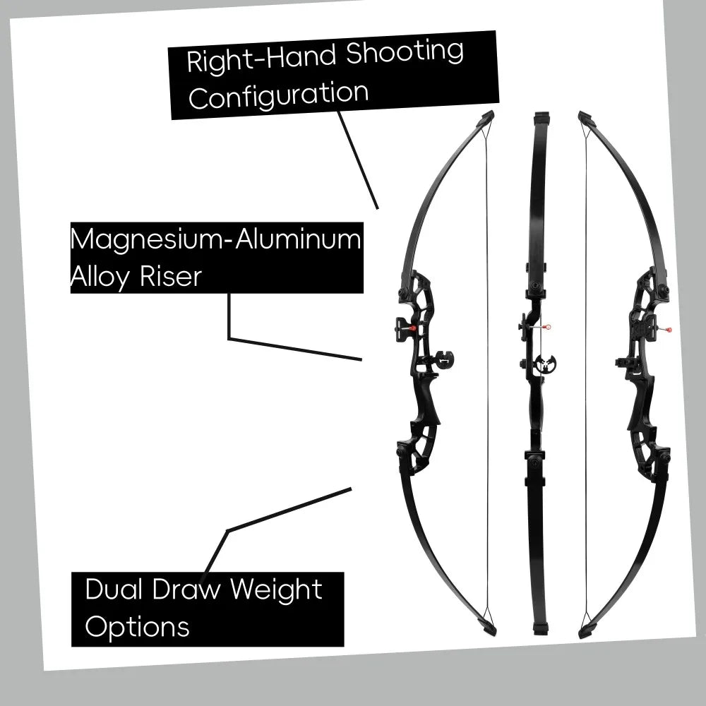 Archery Takedown Recurve Straight Bow 30-50lbs Portable Hand Bow Outdoor Fishing Hunting Target Shooting Training Archery Equipment