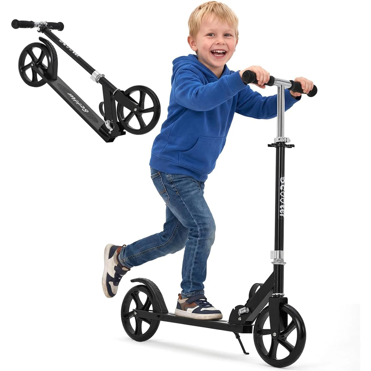 Urban Ride Kick Scooter for Kids Teens & Adults Ages 3-12 Years, Foldable Lightweight Design, Large 2 Wheels, Adjustable Handlebar, Non-Slip Deck & Sturdy Aluminum Frame