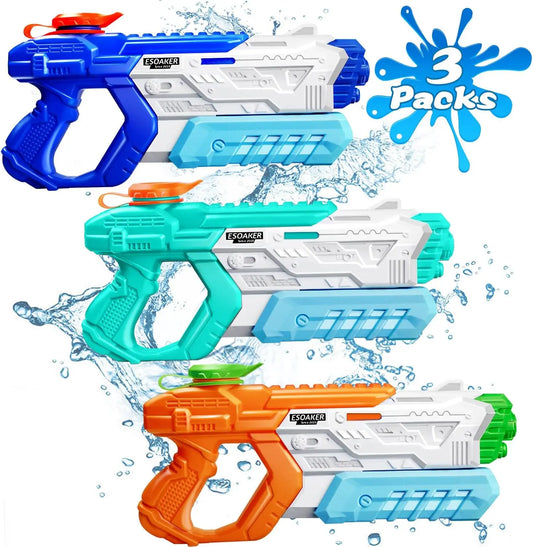 3 Pack Super Water Guns for Kids and Adults - 400CC High Capacity Long Range Squirt Toys for Pool Beach Fun