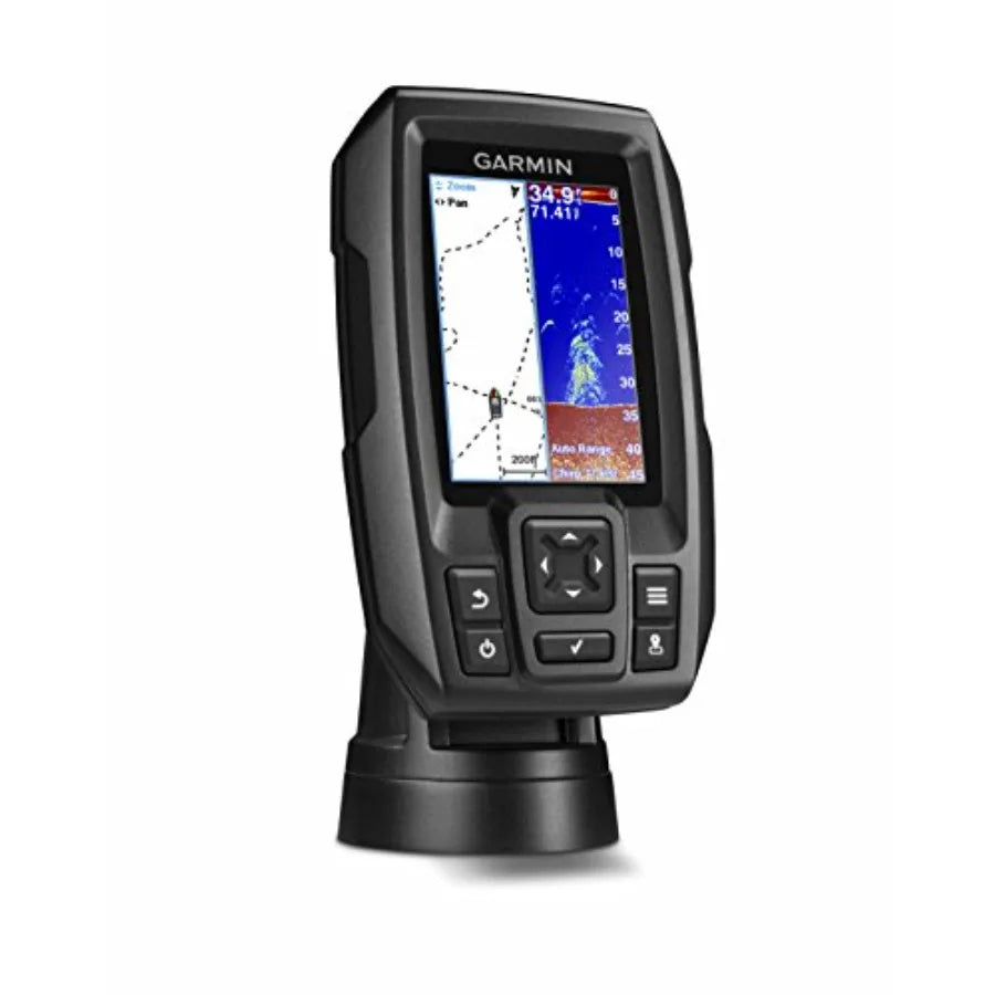 GPS Fishfinder for fishing boats, ABS plastic, black, 3.5-inch display with CHIRP sonar and built-in transducer bundle includin