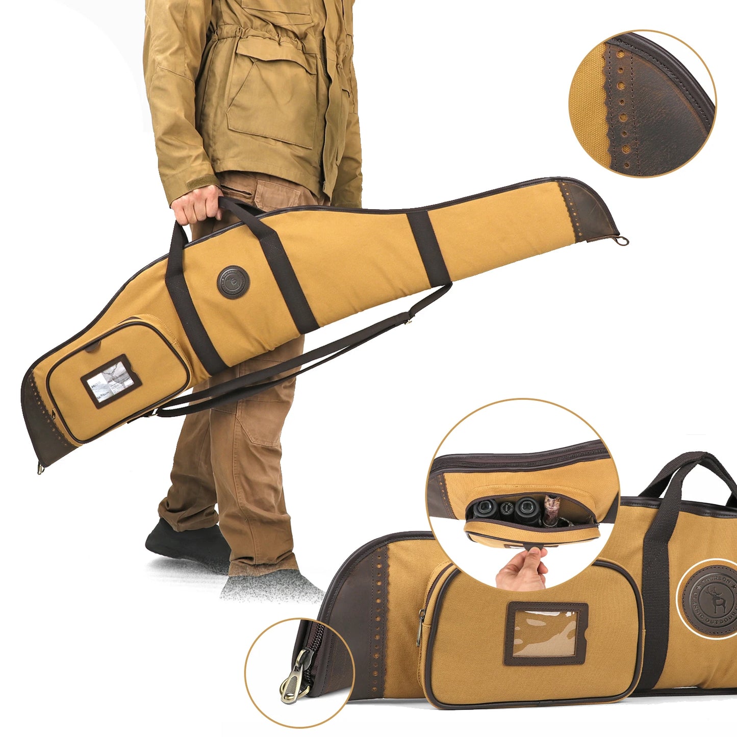Tourbon Hunting Accessories Optical Sight Scoped Rifle Soft Case Slip Thick Soft Padded Canvas Gun Protective Bag with A Pocke
