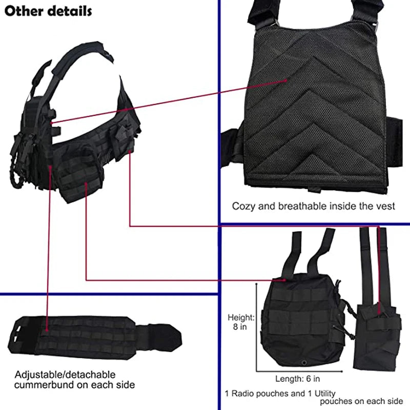 LQARMY 1000D Nylon Plate Carrier Tactical Vest Outdoor Hunting Protective Adjustable MODULAR Vest for Airsoft Combat Accessories