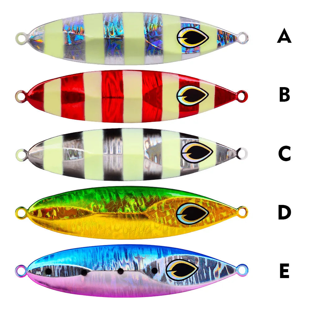 80G 100G luminous Metal Jig Fishing Lure Off Shore Slow Pitch Jig Super Hard Vertical Jigging Spoon Fishing Tackle sea fishing