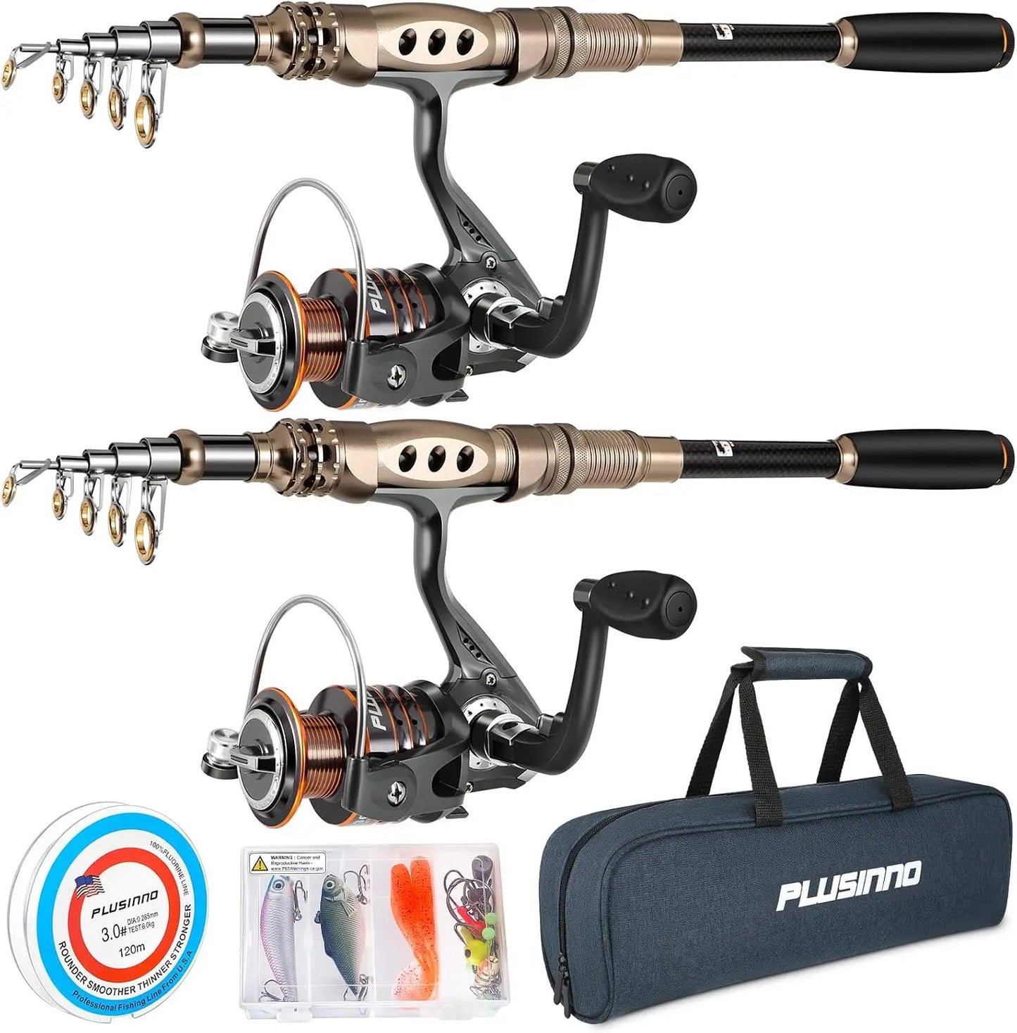 Carbon Fiber Telescopic Fishing Rod and Reel Combo Kit for Freshwater Saltwater