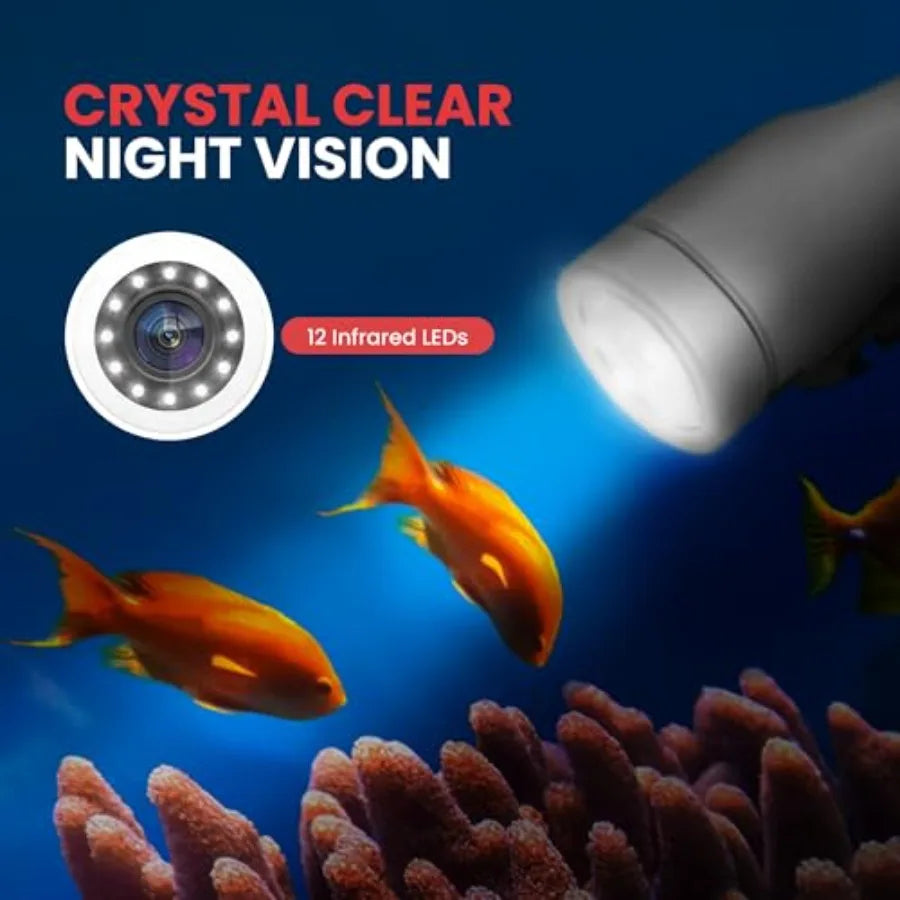 Digital Marine Camera Monitor System IP68 Waterproof Fish Finder with 12 Infrared LEDs, 4.3 TFT LCD, Removable Sun-Visor, Up to