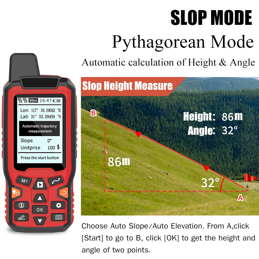 GPS Land Area Measure Handheld USB Navigation Track Area Calculation Meter Automatically Trajectory Meter Distance Area Tester