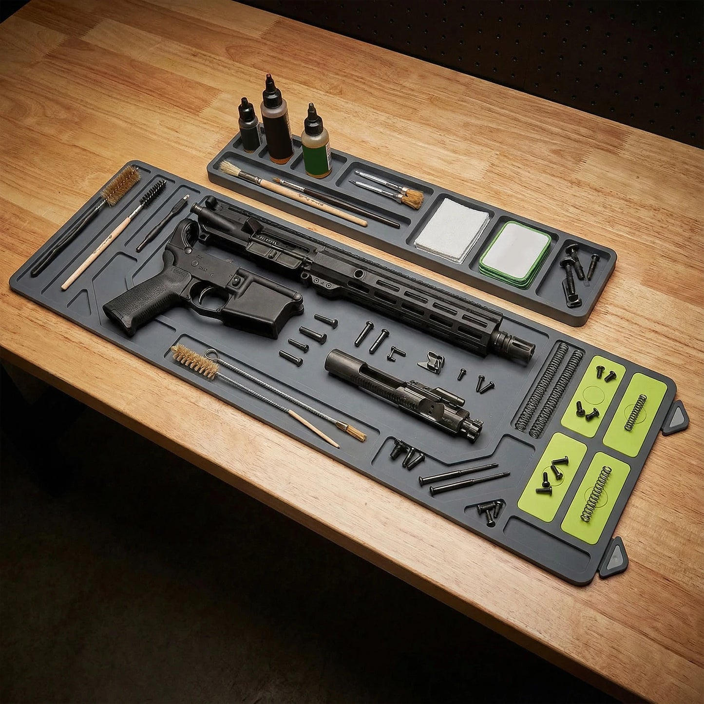 Gun Cleaning Mat 36x10inch with Organizer Parts Tray Anti-Slip Rubberized Workbench Mat Extra Large for Rifle Shotgun Pistol