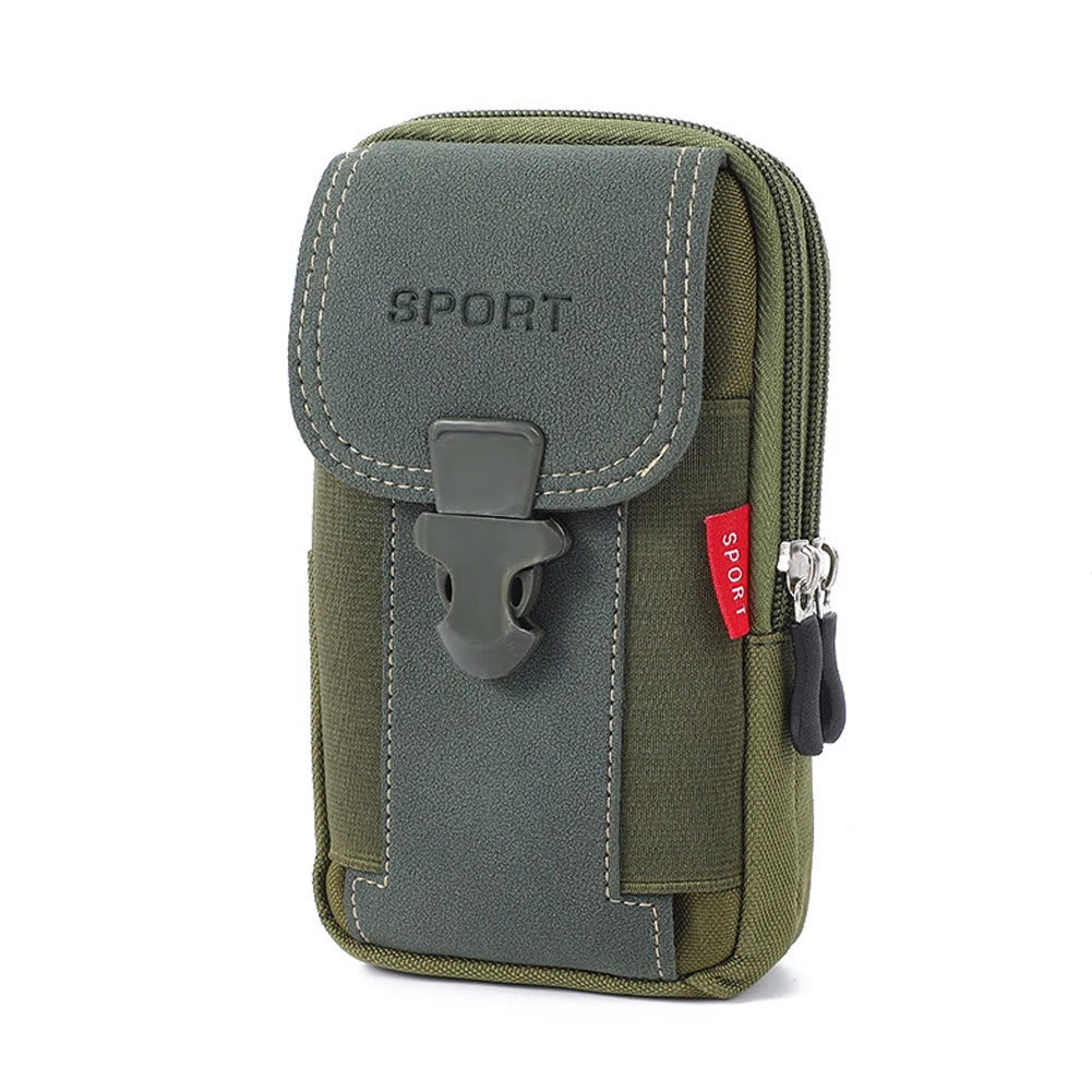 Multi-zipper Men Canvas Waist Belt Bum Bag Running Pouch Travel Camping Bags Casual Portable Mobile Phone Pouches