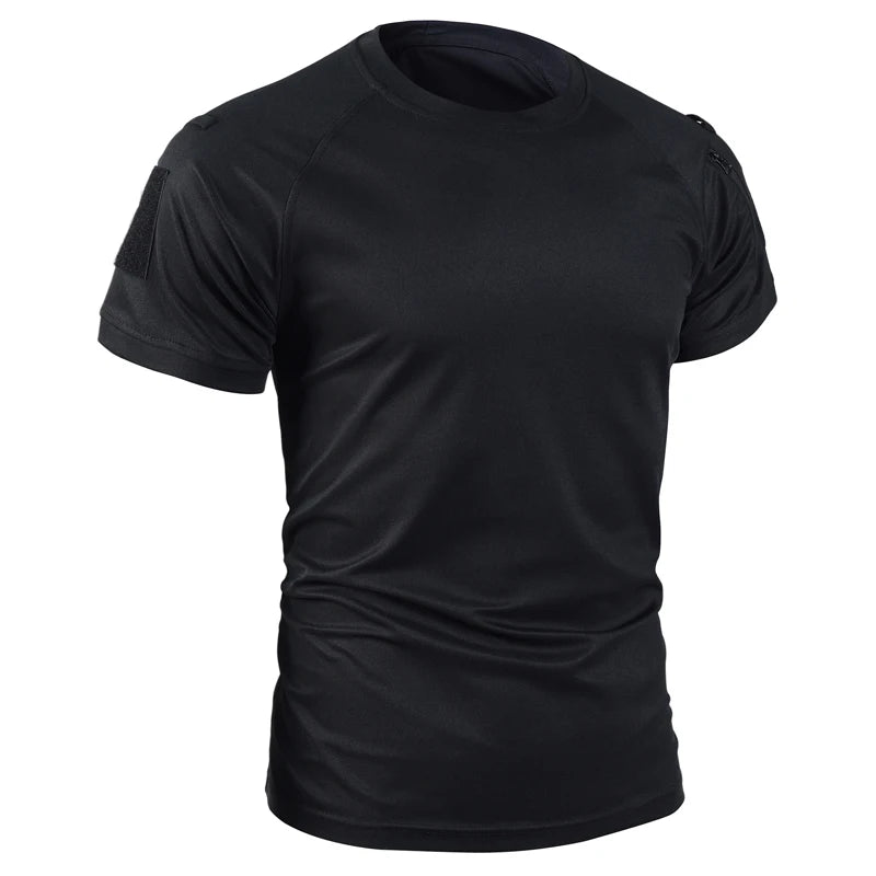 Men's Summer Tactical Sport Military Shirt Quicky Dry Combat Breathable Elastic Pullerover Hiking Camping Climbing Tops Tees