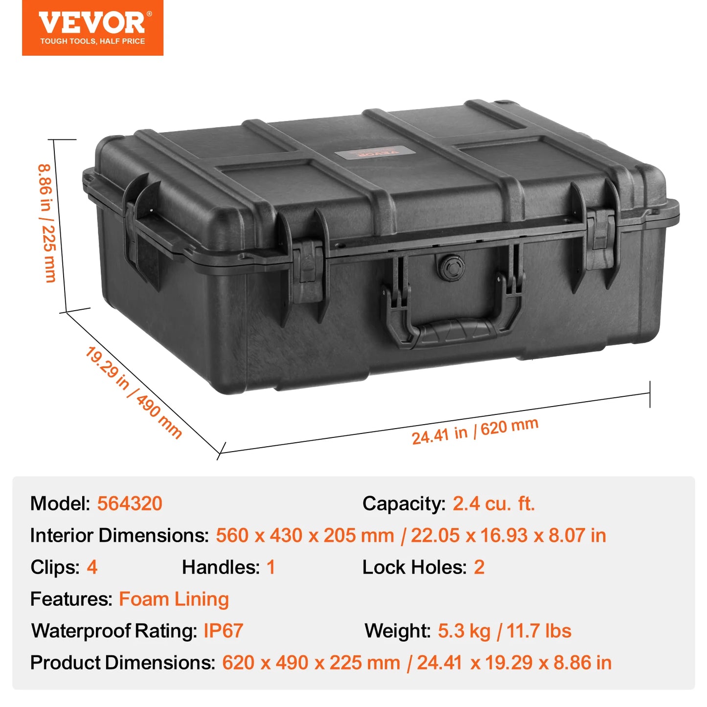 Weatherproof Hard Case HeavyDuty Protective Dry Box Case with Pre-cut Foam for Travel Hunting Military Tactical Cameras