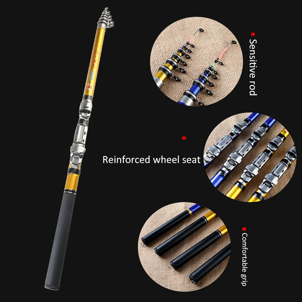 Carbon Telescopic Fishing Rod 1.5m 1.8m 2.1m Travel Raft Rod Pesca Fishing Pole