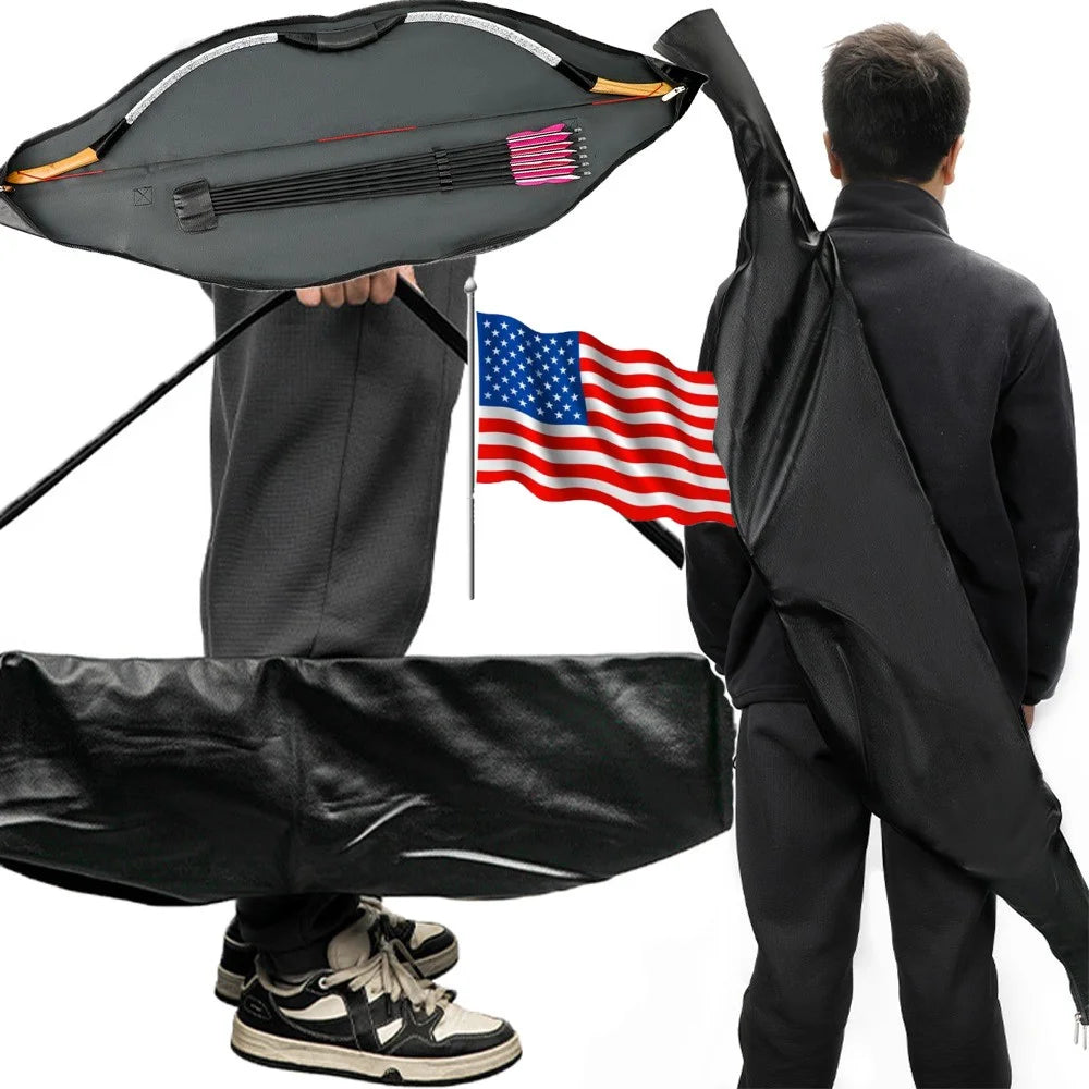 Archery Traditional Bow Bag 60inch Soft Leather Carry Case for Recurve Longbow Hunting Shooting Target Practice
