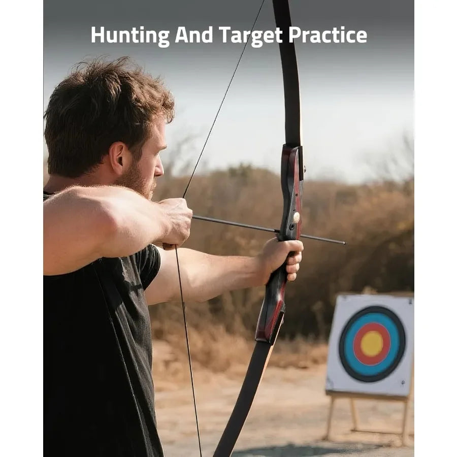 CVLIFE 62" Recurve Bow and Arrow Set for Adults and Hunter30lb-40lb Right Hand Wooden Takedown Hunting Recurve Bow for Beginner