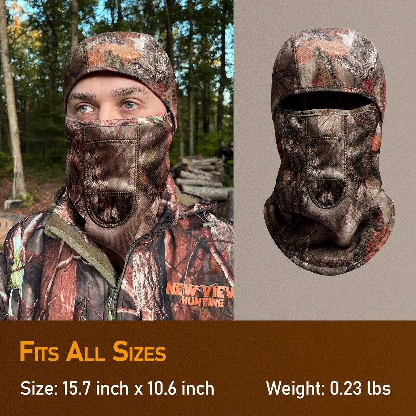 Camo Balaclava Hunting Face Mask Winter- Lightweight, Warm, for Men & Women Hunters