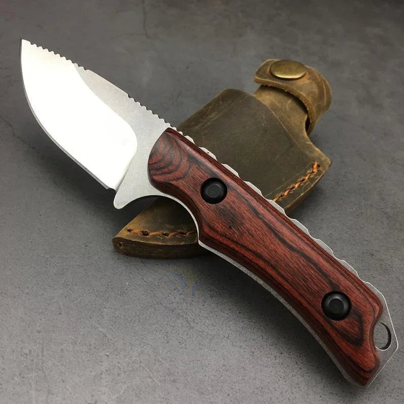 BM 15017 Fixed Blade Knife Drop Point Wood Handles Camping Hunting Self-defense Tactical Multitool Hand Knife Hiking with Sheath
