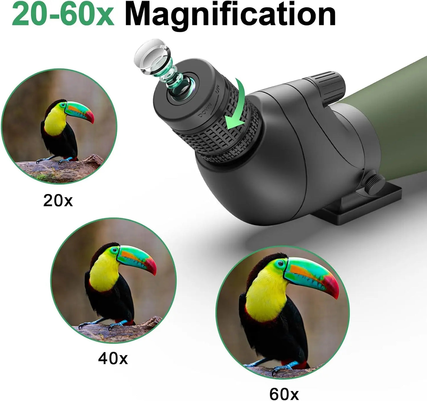 20-60x80 Spotting Scope with Tripod, Phone Adapter - BAK4 HD Waterproof for Bird Watching & Wildlife