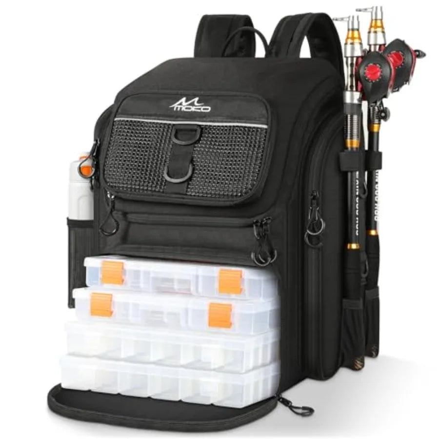 Fishing Backpack Bag, Large 40L Tackle Backpack with Rod Holders and Bait Binder Storage Fishing Gear and Equipment for Hiking
