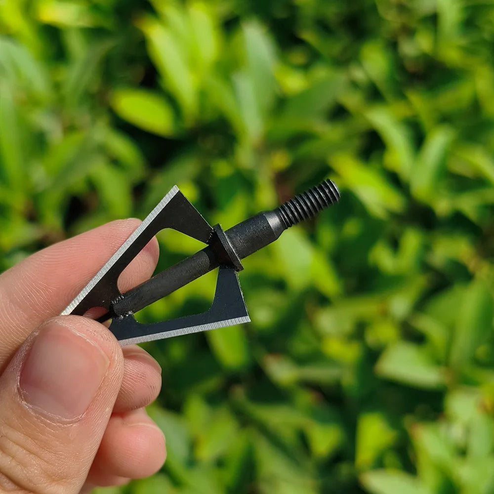 Hunting Broadhead Tips 12pcs 100Grain 3 Fixed Blades Stainless Steel Anti-Rust Screw-in Arrowheads for Compound Recurve Bow Shooting Target Practice DIY Arrow Shaft Outdoor Archery Accessories