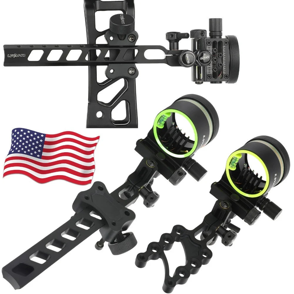 Compound Bow 5 Pin Sight 0.019" Fiber Optic Adjustable Alloy Right Hand for Hunting Target Shooting Outdoor Sports Accessories