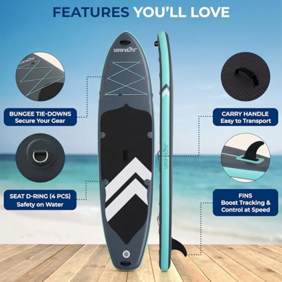 XL Inflatable Stand Up Paddle Board Extra-Wide Pet Family-Friendly SUP for Adults Pets Non-Slip Deck Lightweight Stable Design