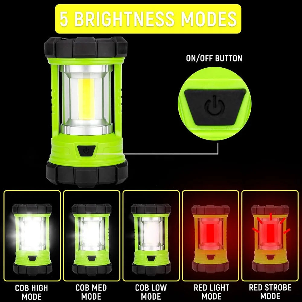 3000LM Rechargeable Camping Lantern, 5 Modes, 4400mAh Phone Charger, Impact-Resistant, Waterproof for Emergency