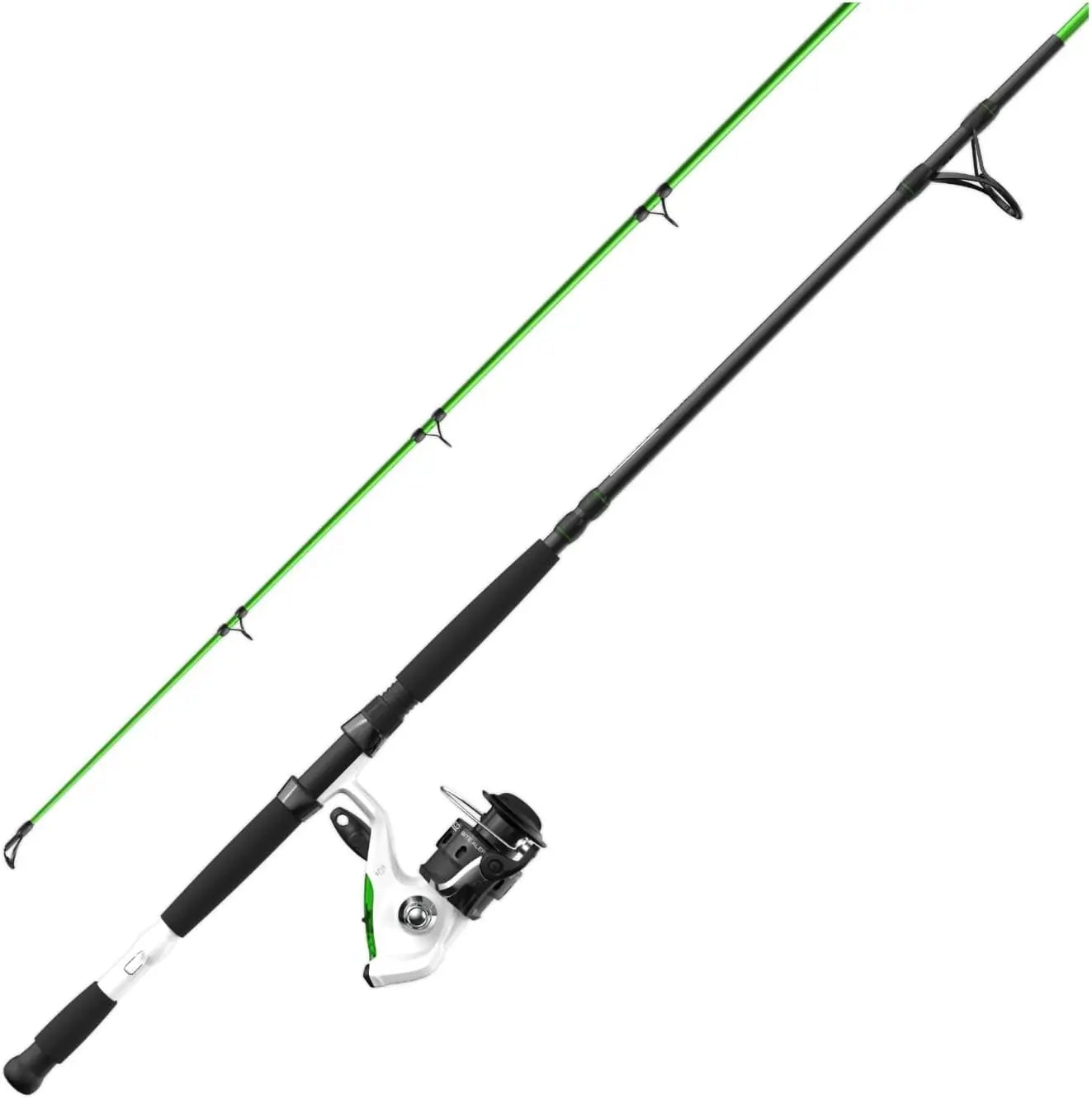 Spinning Reel & 2-Piece Fishing Rod Combo with Bite Alert - 7ft Medium-Heavy, Pre-Spooled