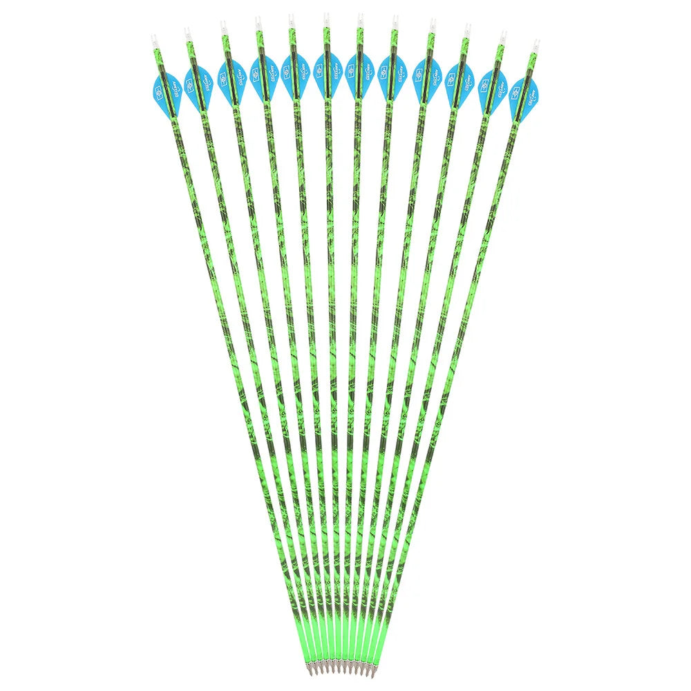 Archery Arrows 30 Inch Camo Mixed Carbon Spine 500 ID6.2mm with Rubber Vanes for Hunting Target Shooting Practice