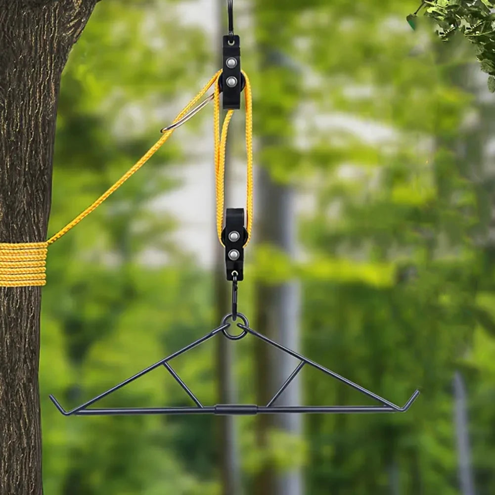 700LB Capacity Elk Hoist Pulley Lift System with Gambrel Hunting Game Hanging Kit for Deer Butcher Hunting Accessories Gift Set